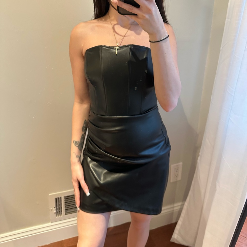 Zara Faux Leather Dress NWT